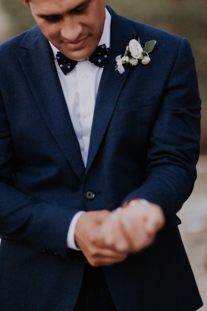 las vegas desert elopement groom checks cufflinks